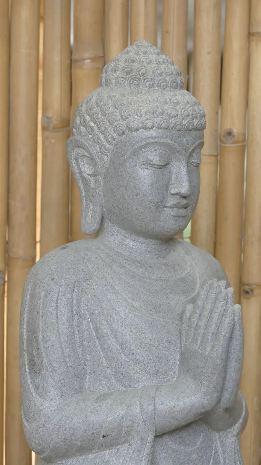  Product image 4 of the product “Standing Buddha made of Riverstone, position Namaskara , H. 118cm. ”